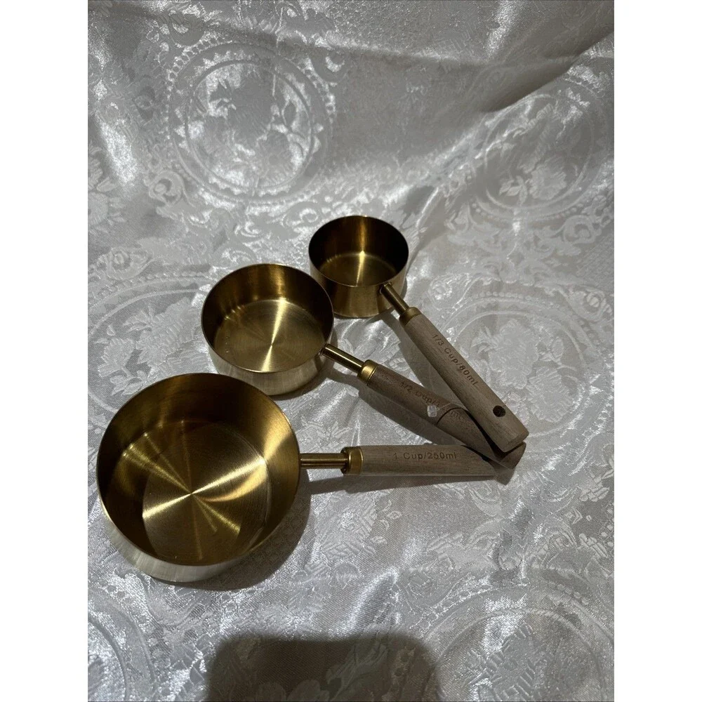 Stainless Steel Measuring Cups Spoons Gold Tone